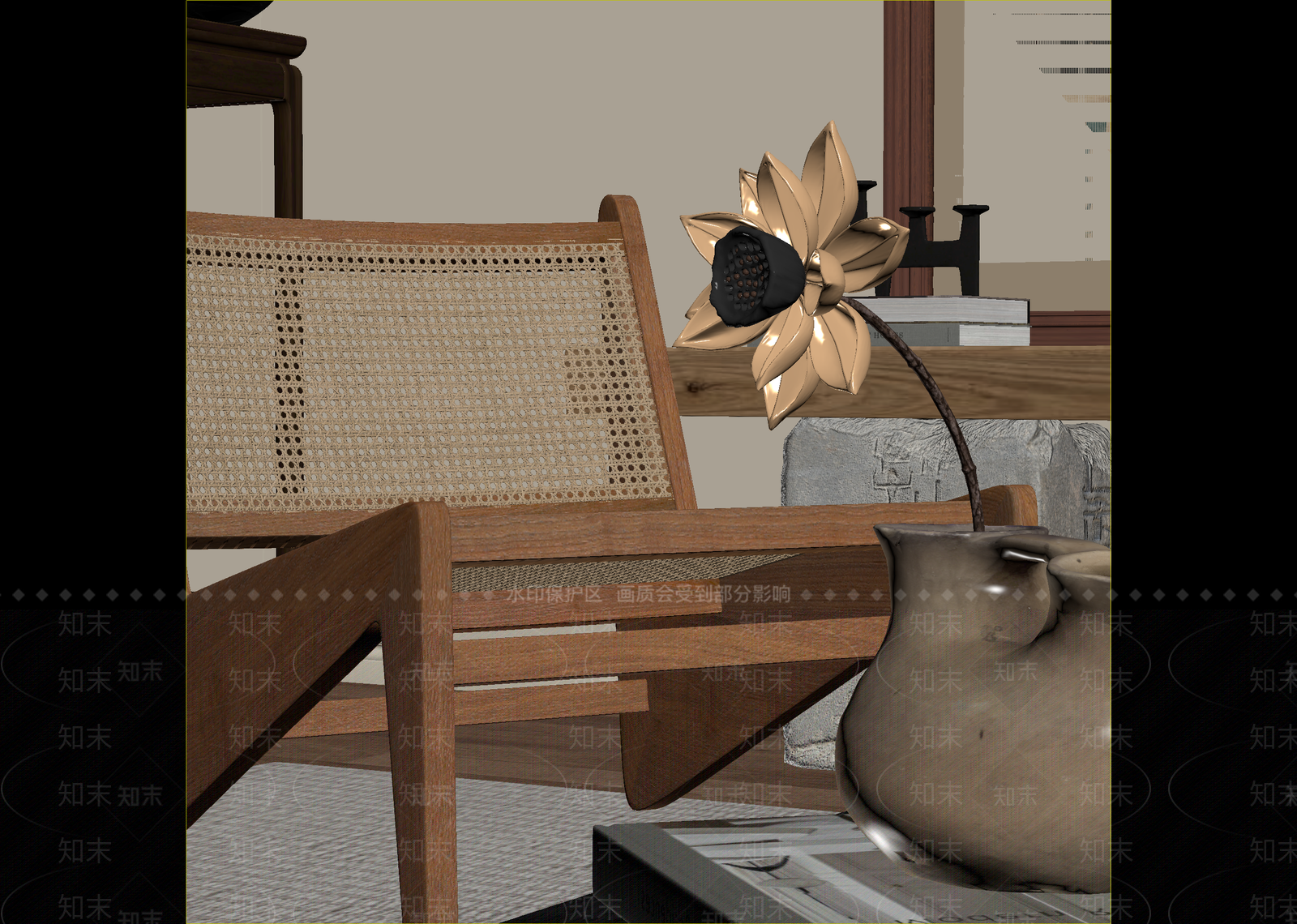 侘寂休闲椅3D模型下载【ID:1215094166】