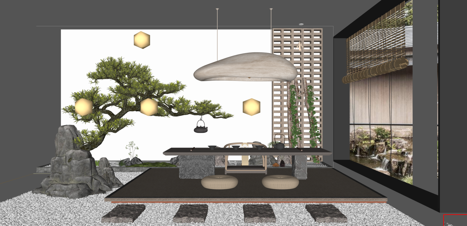 新中式茶馆SU模型下载【ID:1215971423】