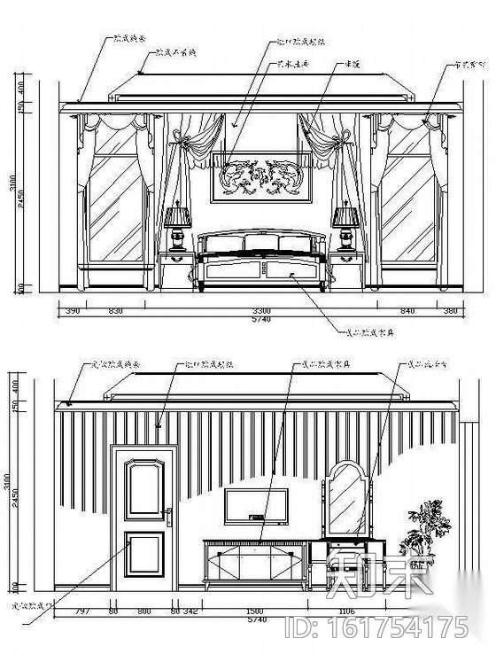 双层欧式独栋别墅装修图cad施工图下载【ID:161754175】