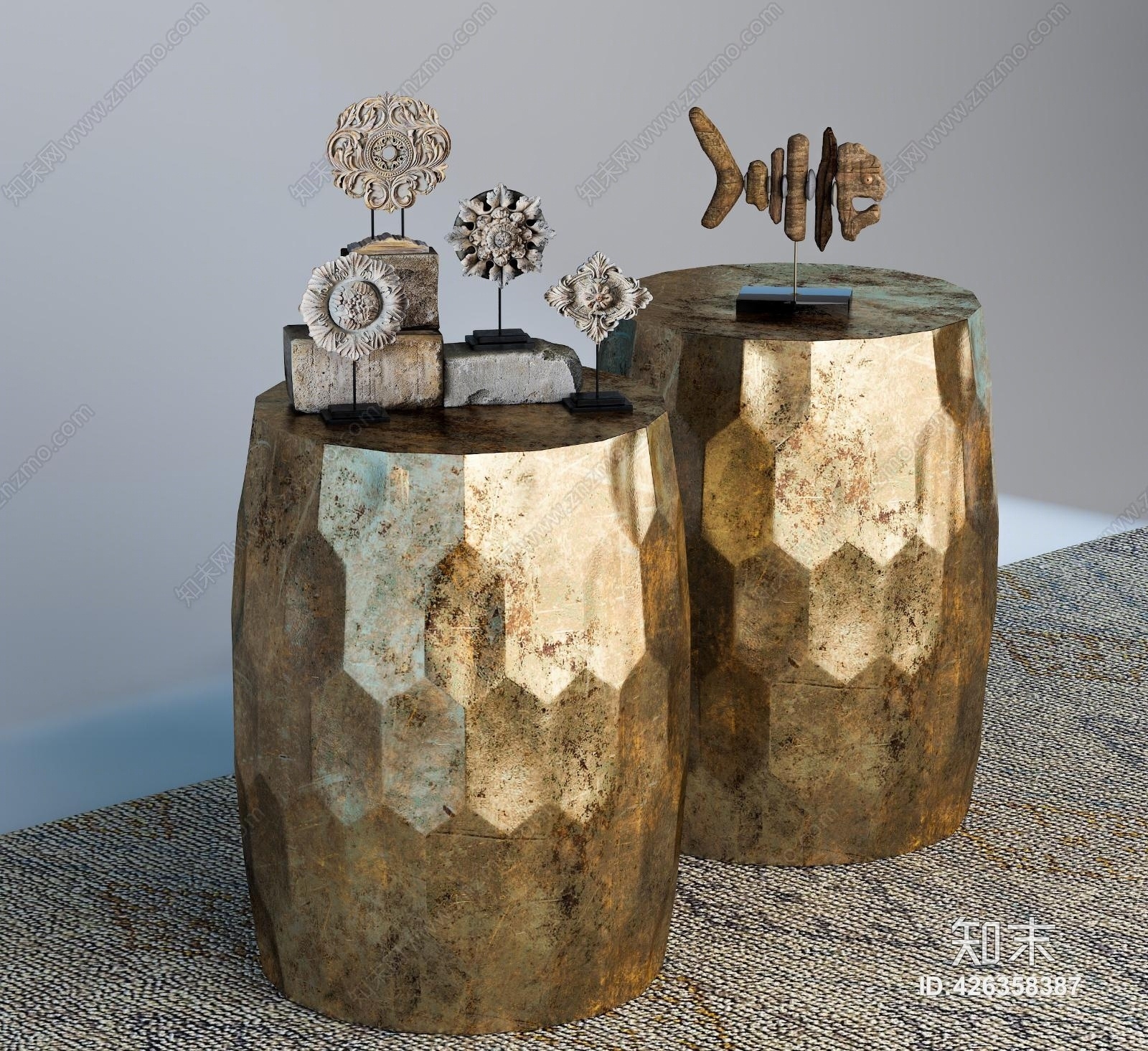 新古典金属凳3D模型下载【ID:426358387】