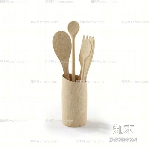 原木色厨房用品组合3D模型下载【ID:80836034】