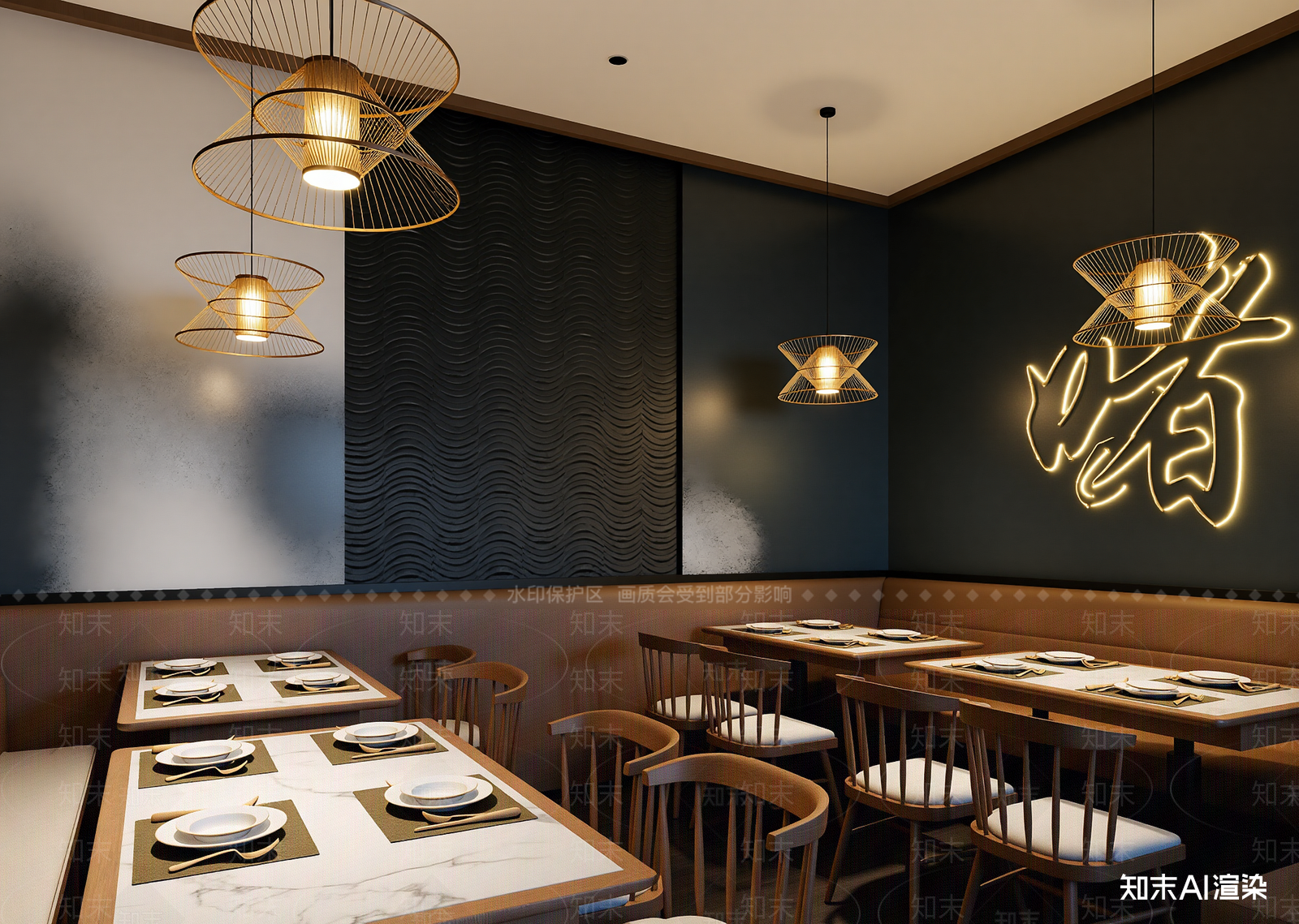 新中式火锅店3D模型下载【ID:1214101604】