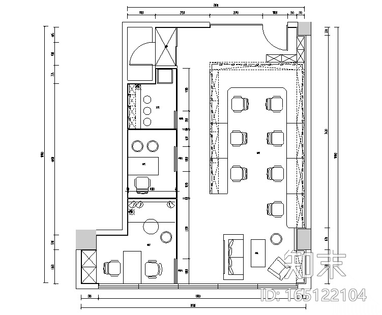 小清新逸迩工作室设计施工图（附效果图）cad施工图下载【ID:165122104】