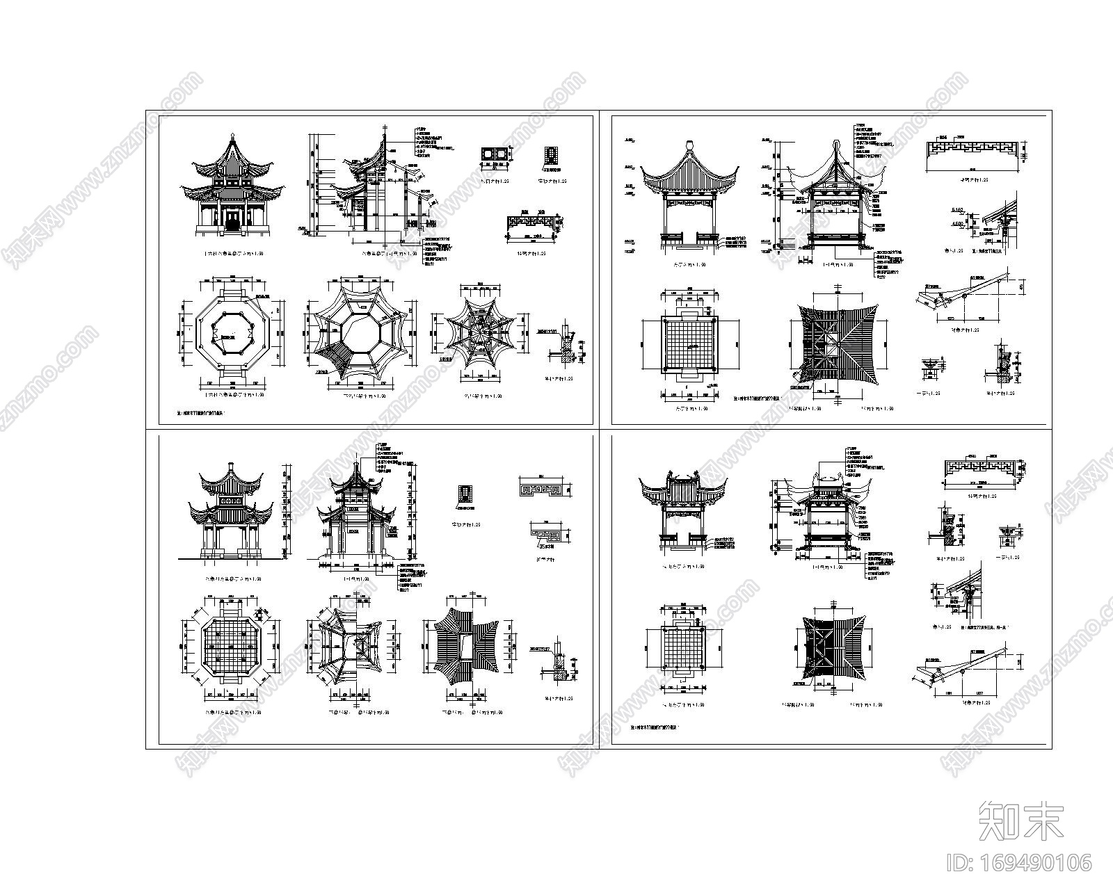 古式亭子施工图下载【ID:169490106】