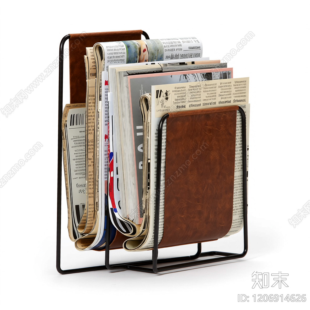 报纸架带皮革背板3D模型下载【ID:1206914626】
