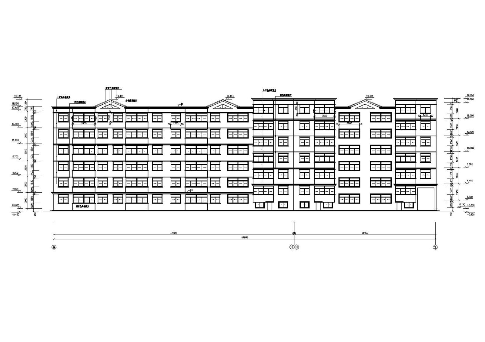 一梯两户多层住宅楼建筑施工图cad施工图下载【ID:149528117】