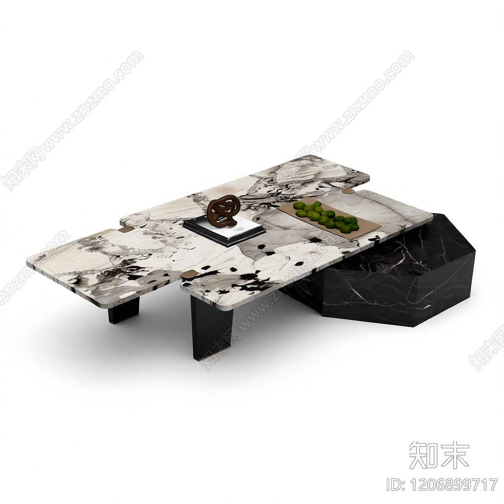 大理石茶几组合3D模型下载【ID:1206899717】