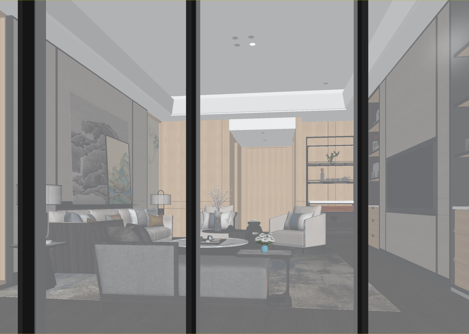 新中式民宿客房3D模型下载【ID:1214929296】