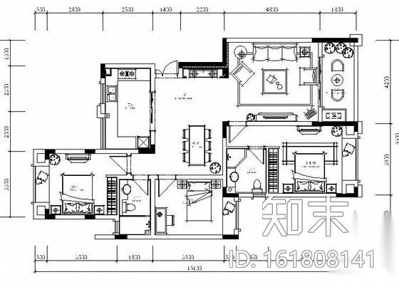 [原创]重庆欧式设计风格住宅楼标准层样板房设计施工图（...施工图下载【ID:161808141】