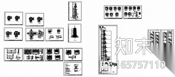 [杭州]某七层仿古佛塔建筑施工图cad施工图下载【ID:165757110】