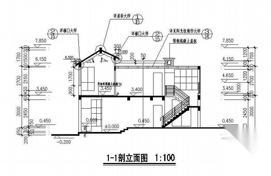 凉山某二层小型私人住宅建筑施工图cad施工图下载【ID:165422176】