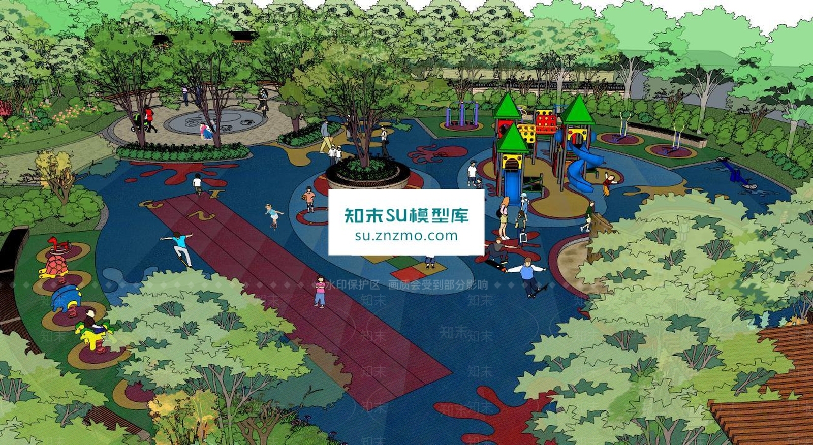儿童活动区景观SU模型下载【ID:172118159】
