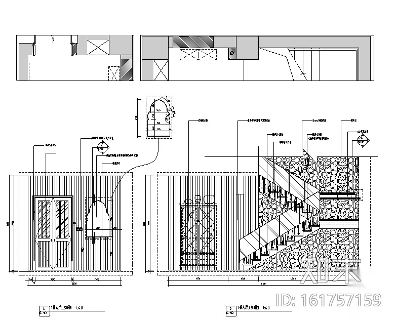 天域阁混搭风格中餐厅设计施工图（附效果图）cad施工图下载【ID:161757159】