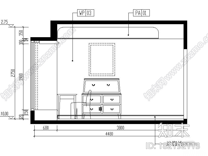 [广东]温馨舒适中型户型室内设计施工图（含方案）cad施工图下载【ID:182192113】