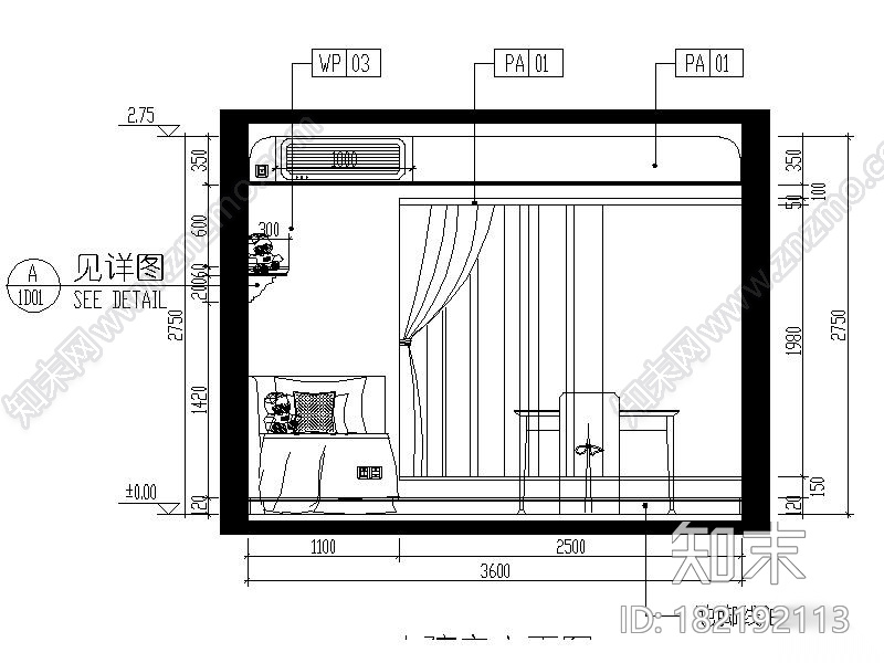 [广东]温馨舒适中型户型室内设计施工图（含方案）cad施工图下载【ID:182192113】