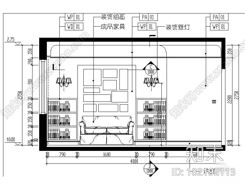 [广东]温馨舒适中型户型室内设计施工图（含方案）cad施工图下载【ID:182192113】