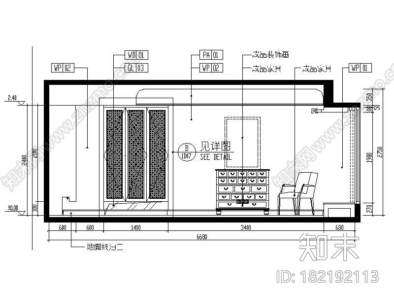 [广东]温馨舒适中型户型室内设计施工图（含方案）cad施工图下载【ID:182192113】