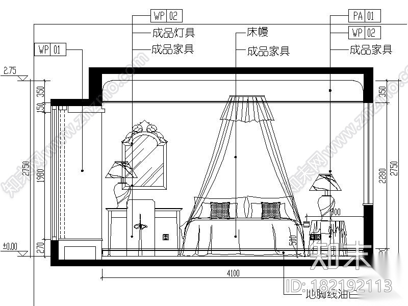 [广东]温馨舒适中型户型室内设计施工图（含方案）cad施工图下载【ID:182192113】