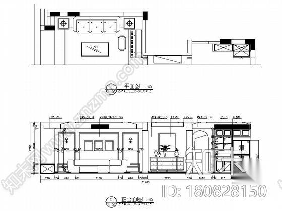 [江苏]简约现代风格四居室样板间装修施工图（含效果）cad施工图下载【ID:180828150】