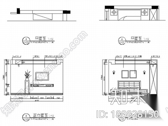 [江苏]简约现代风格四居室样板间装修施工图（含效果）cad施工图下载【ID:180828150】