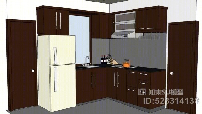 厨房L型SU模型下载【ID:523314138】