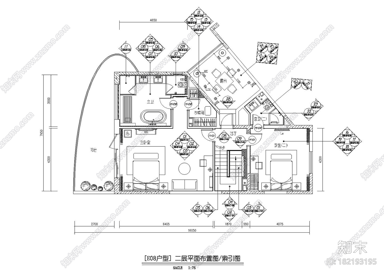 [海南]世外桃源度假中心现代复式室内装修施工图cad施工图下载【ID:182193195】