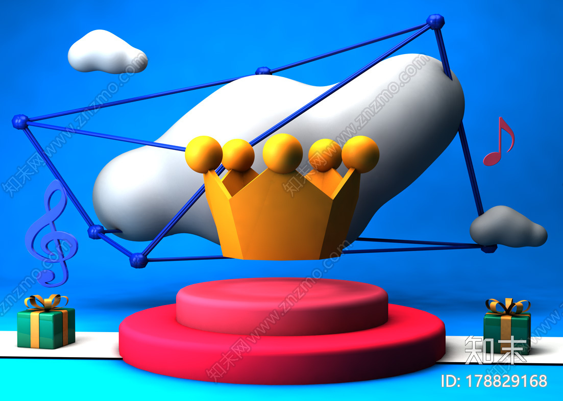 卡通皇冠CG模型下载【ID:178829168】