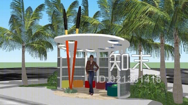 迈阿密海滩照片OPP巴士候车亭SU模型下载【ID:921361418】