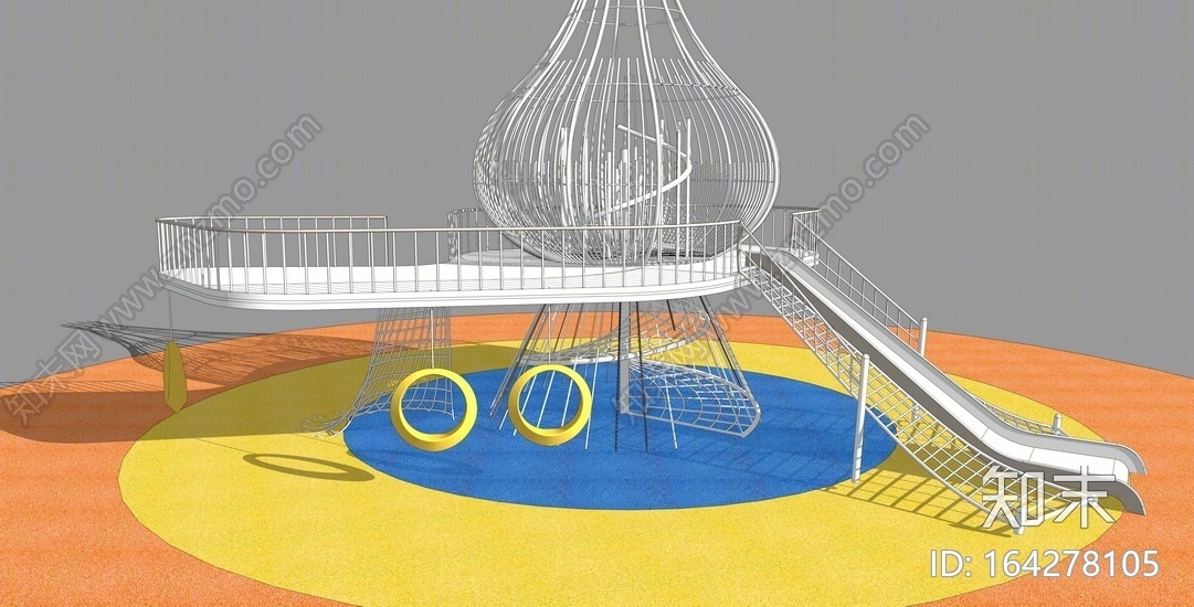 儿童攀爬网滑梯SU模型下载【ID:164278105】