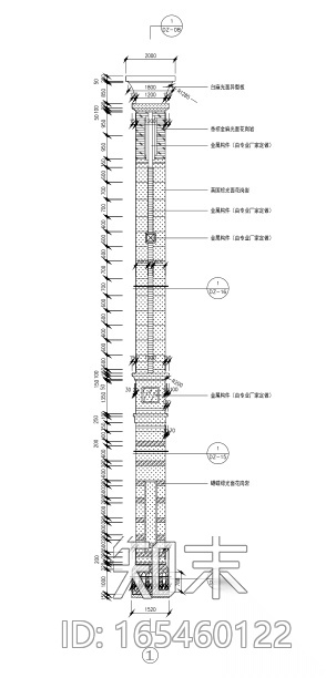 高层建筑石材幕墙施工图（CAD、50张）施工图下载【ID:165460122】