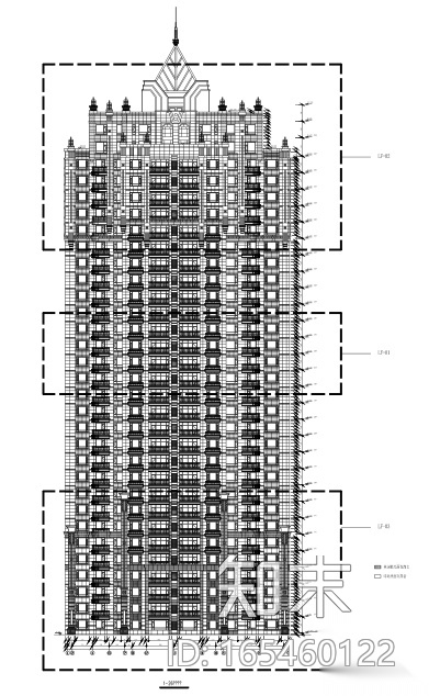 高层建筑石材幕墙施工图（CAD、50张）cad施工图下载【ID:165460122】