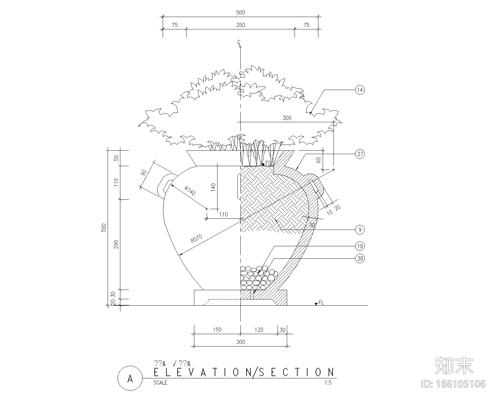 70套花坛花钵CAD施工图（1-35）施工图下载【ID:166105106】