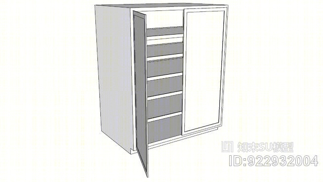 动态橱柜，门打开，货架滑出。SU模型下载【ID:922932004】