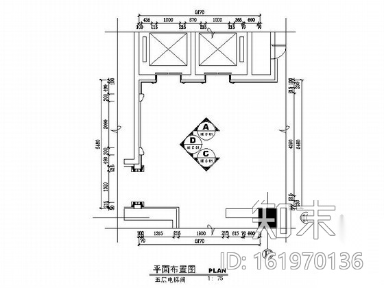 [山东]某奢华大酒店五层电梯间施工图施工图下载【ID:161970136】