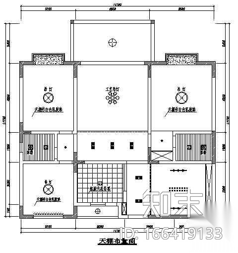 三室二厅户型图cad施工图下载【ID:166419133】