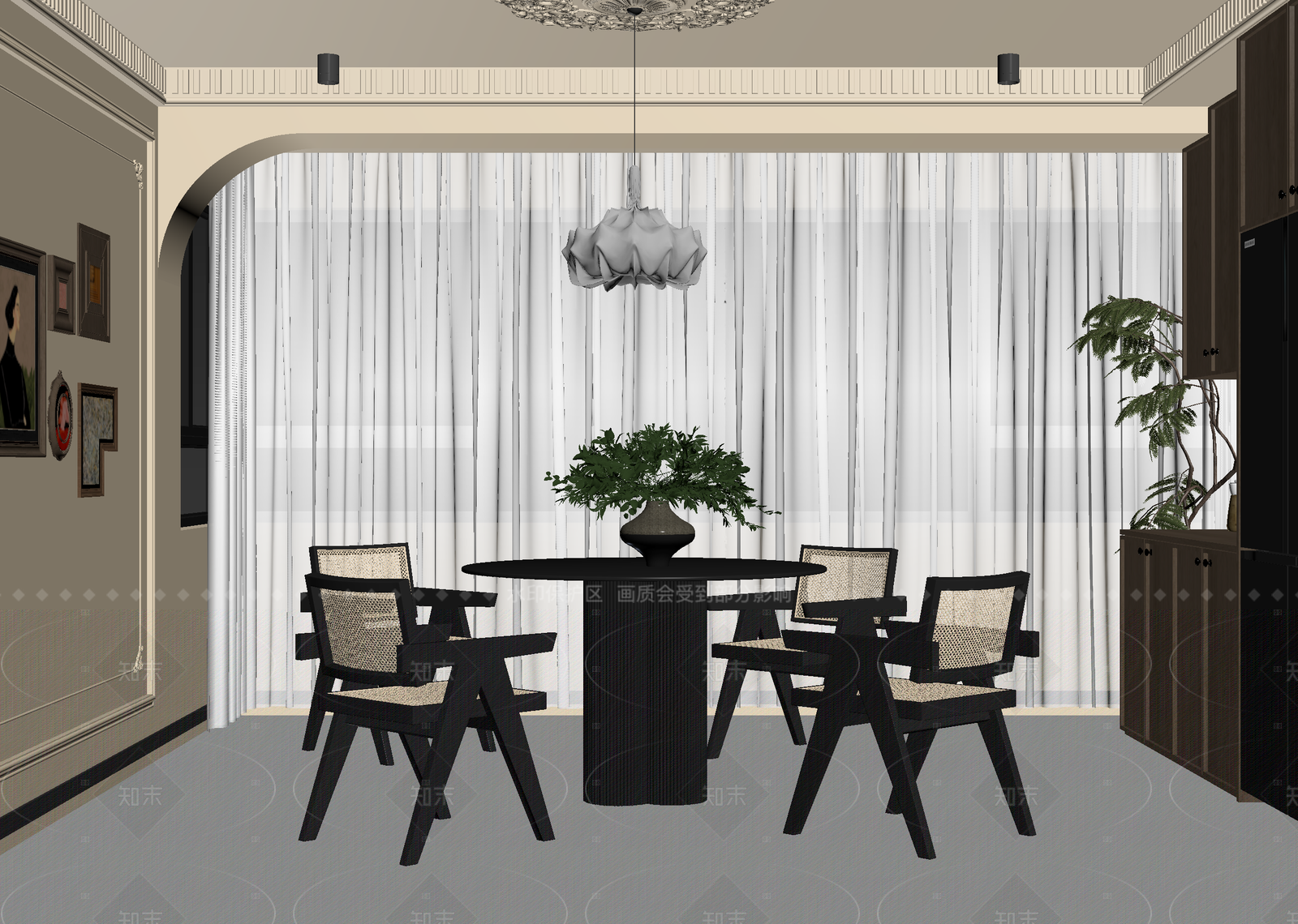 法式家居餐厅3D模型下载【ID:1214930859】