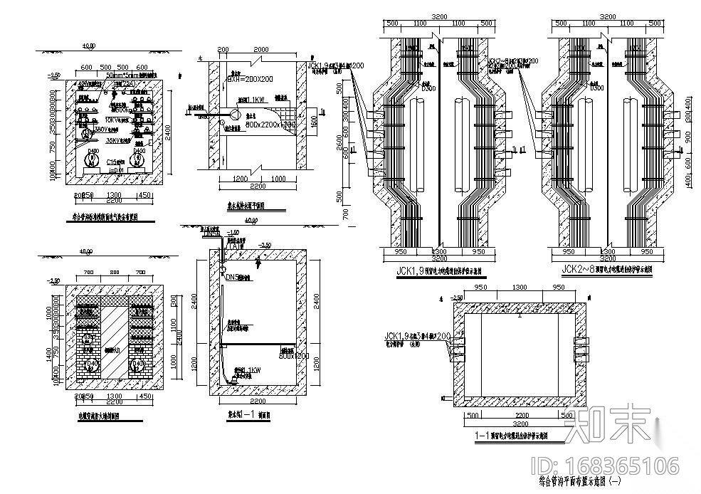 综合管沟平面布置图cad施工图下载【ID:168365106】