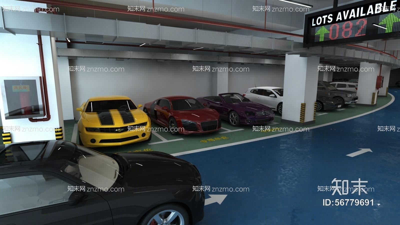 地下停车场3D模型下载【ID:56779691】