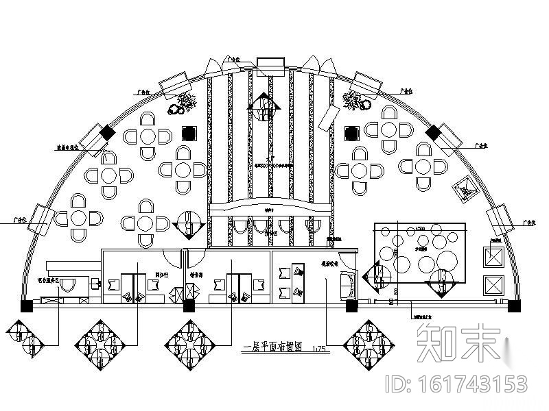 某步行街小型售楼处装修图cad施工图下载【ID:161743153】