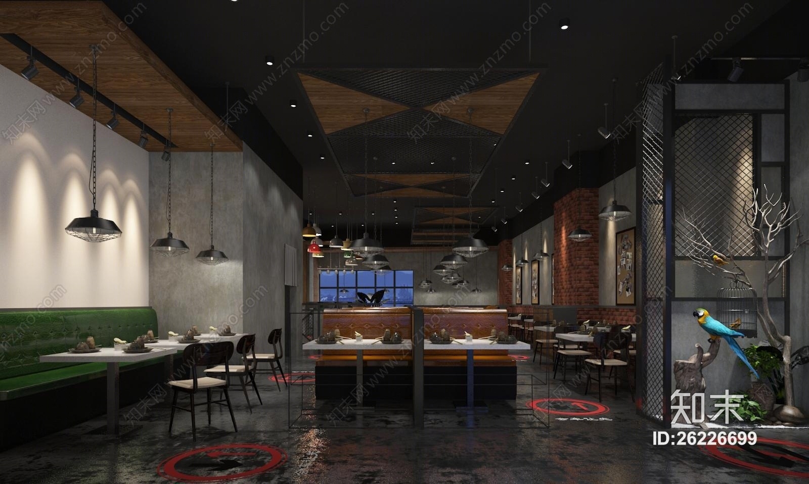 工业风休闲餐厅3D模型下载【ID:26226699】