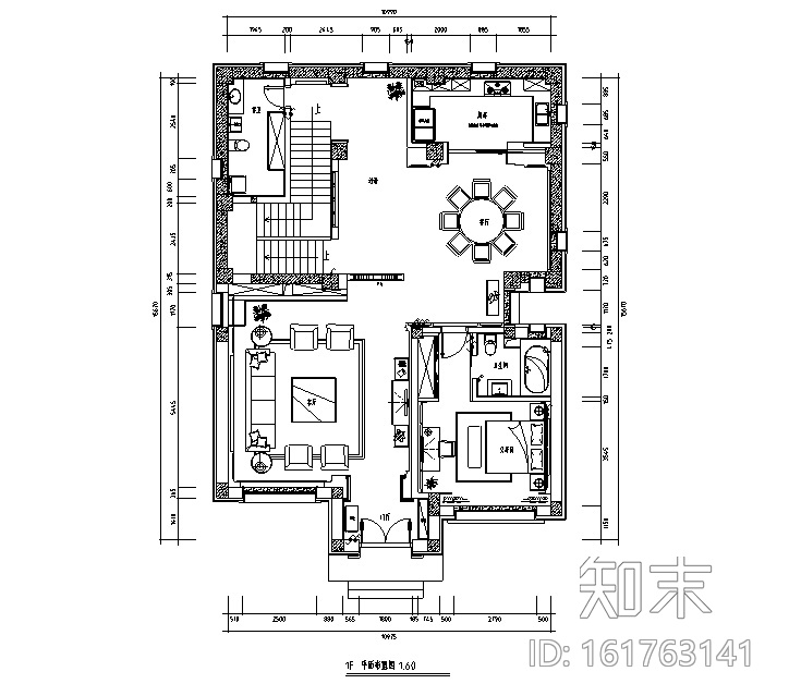 新中式风格三层别墅设计施工图（附效果图）cad施工图下载【ID:161763141】