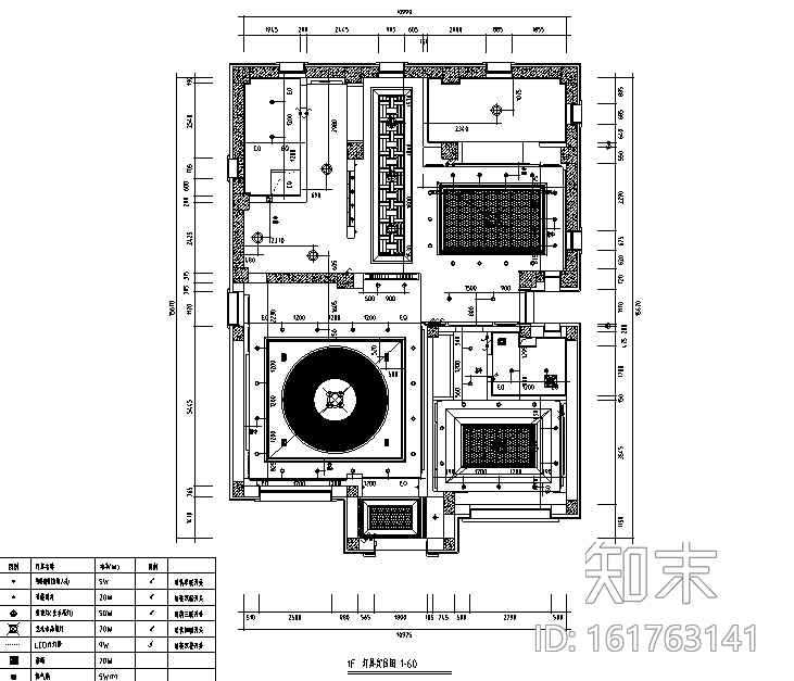 新中式风格三层别墅设计施工图（附效果图）cad施工图下载【ID:161763141】