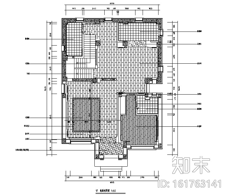 新中式风格三层别墅设计施工图（附效果图）cad施工图下载【ID:161763141】