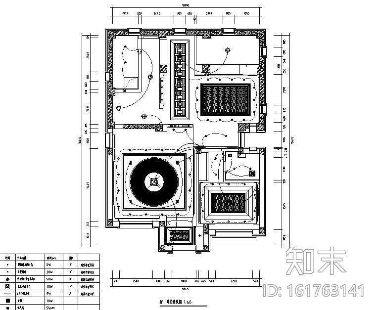 新中式风格三层别墅设计施工图（附效果图）cad施工图下载【ID:161763141】