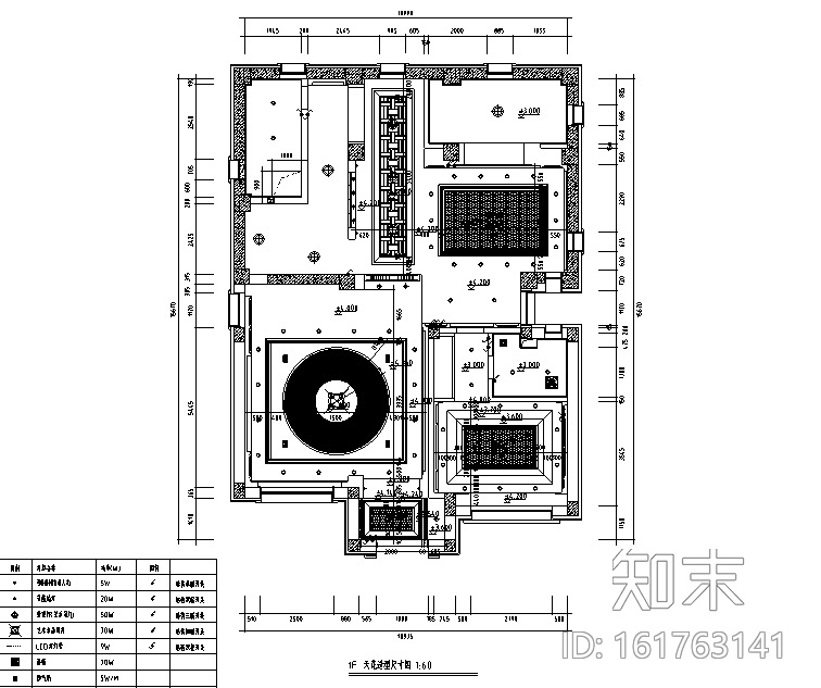 新中式风格三层别墅设计施工图（附效果图）cad施工图下载【ID:161763141】