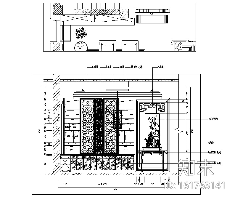 新中式风格三层别墅设计施工图（附效果图）cad施工图下载【ID:161763141】