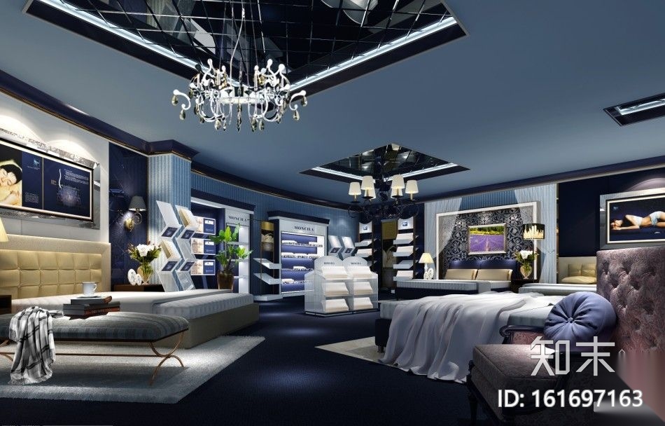 某精品床垫公司展厅装修图(含效果)cad施工图下载【ID:161697163】