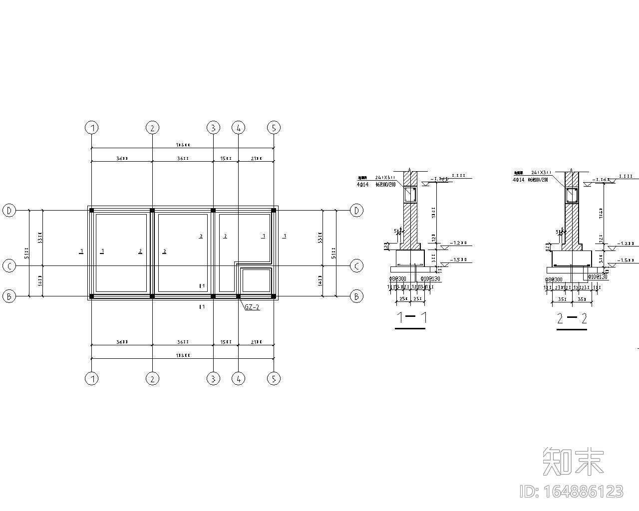 二层办公楼砖混结构施工图（CAD含建筑图）施工图下载【ID:164886123】