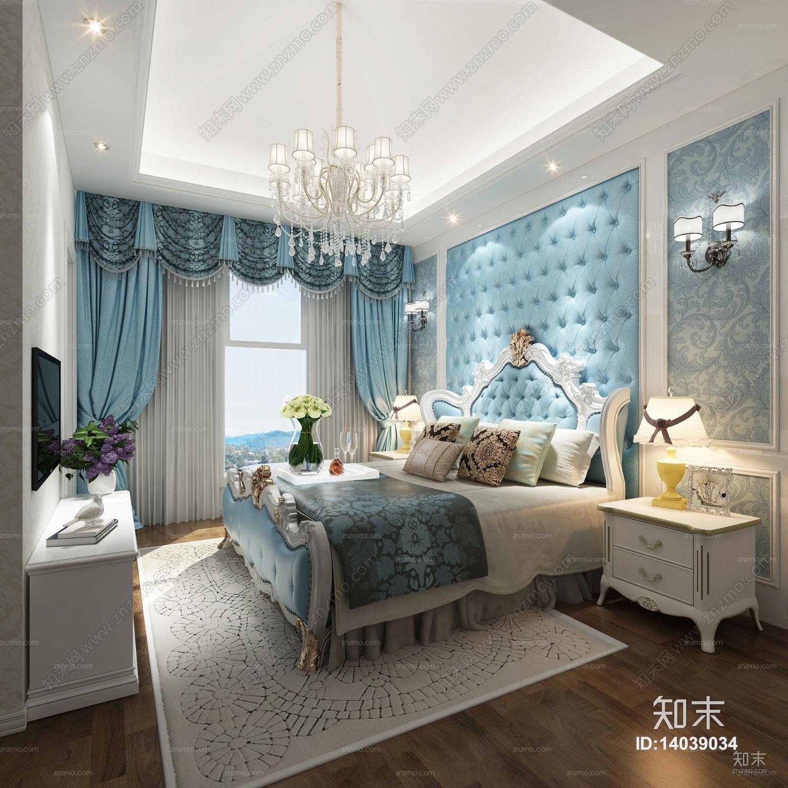 欧式公主房卧室空间3D模型下载【ID:14039034】