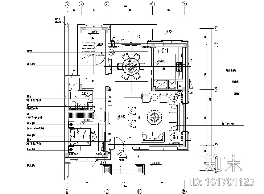 碧桂园现代中式别墅设计施工图（附效果图+物料表+软装设...cad施工图下载【ID:161701125】